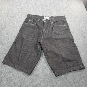Blue Seven Men's Denim Shorts Size 38, Black, Embroidered Pockets Y2K Jorts‎